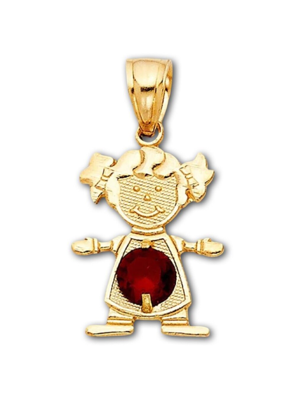 14k Solid Gold January Birthstone Girl Charm By Tehrani Jewelry